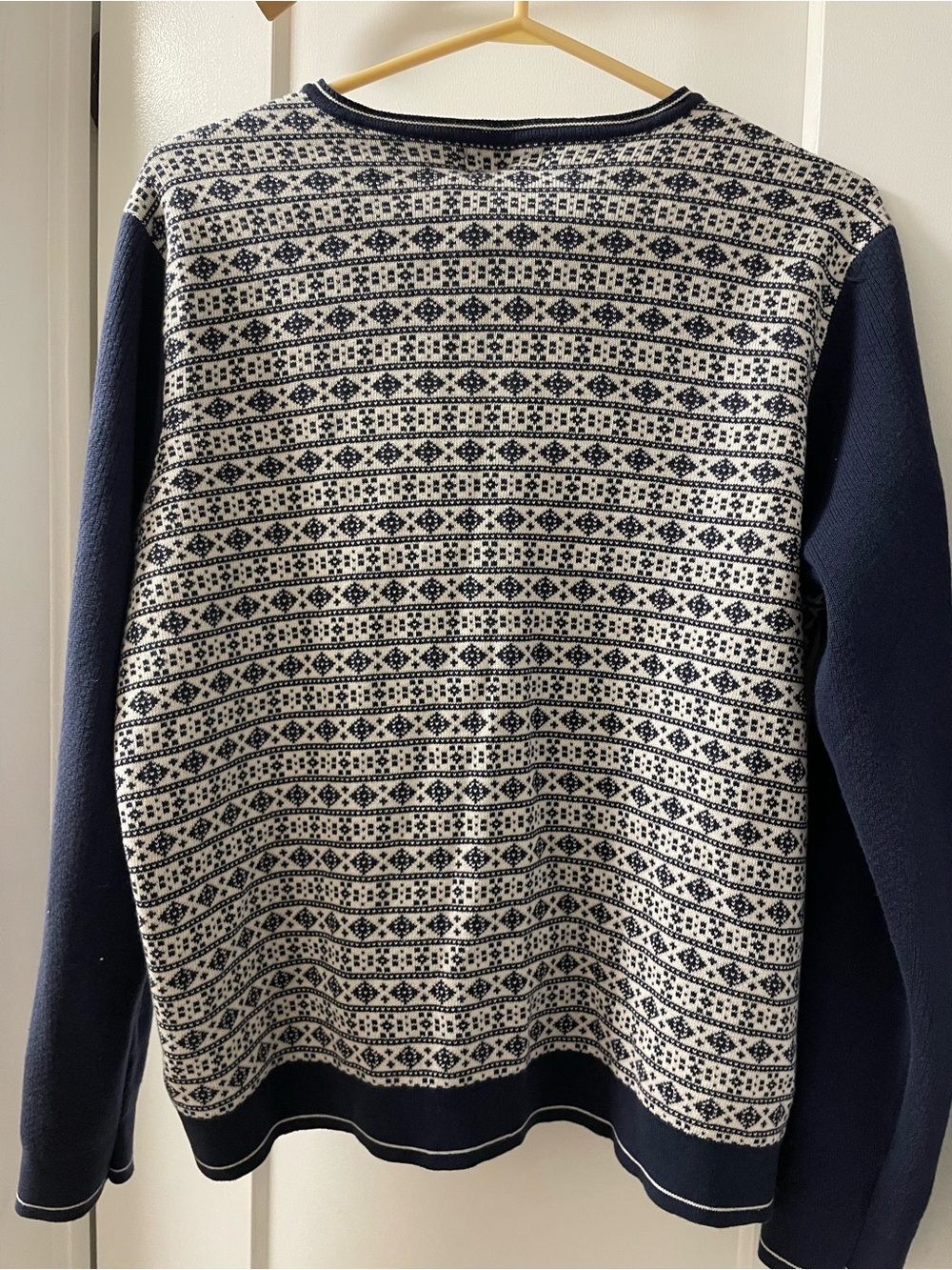 Navy Patterned Fair Isle Cardigan Jacket - Picture 9 of 11